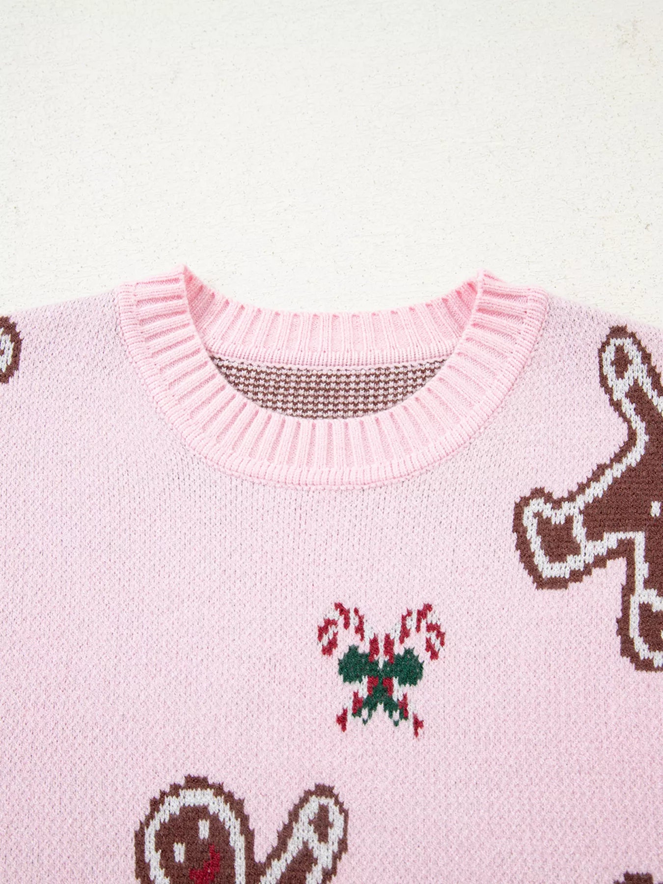 Christmas Ginger Bread Man Round Neck Casual Sweater - Tigbul's Variety Fashion Shop