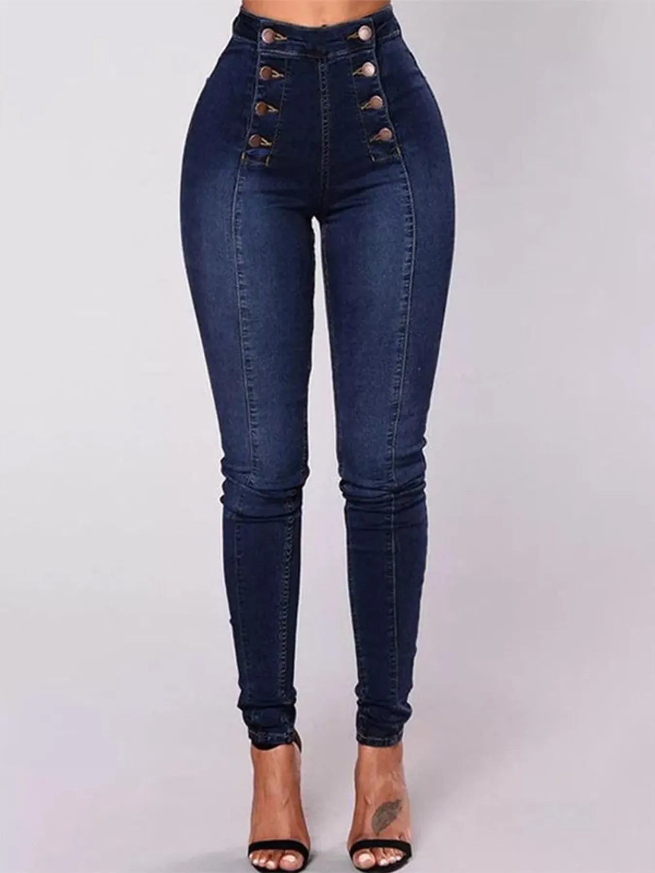 Full Size High-Waisted Double-Breasted Skinny Jeans Plus Size - Tigbul's Variety Fashion Shop