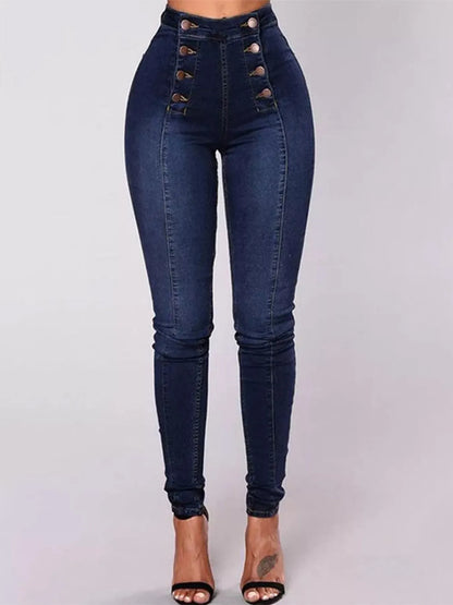 Full Size High-Waisted Double-Breasted Skinny Jeans Plus Size - Tigbul's Variety Fashion Shop