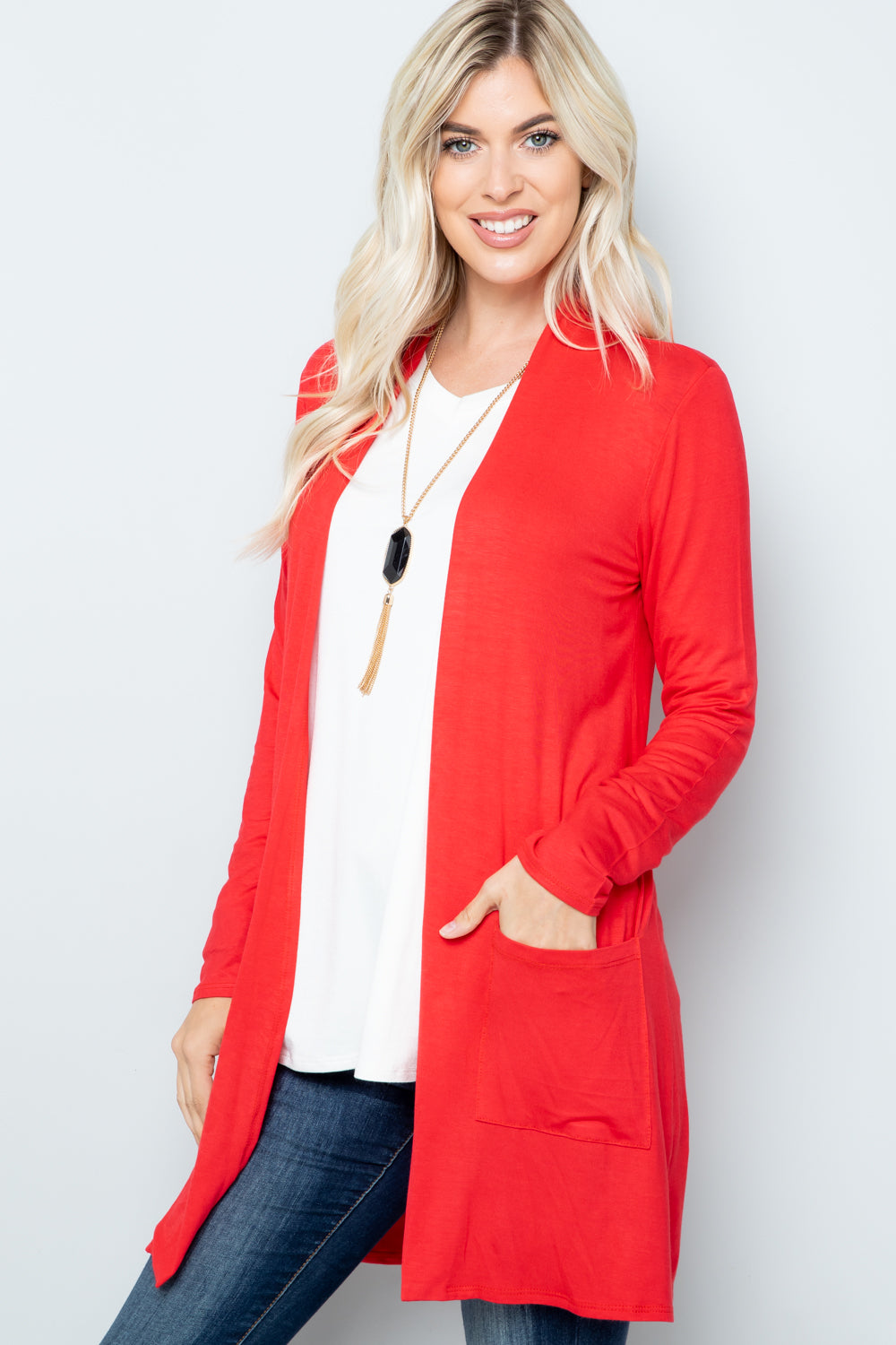 Open Front Cardigan with Pockets Small to 3XL - Tigbul's Variety Fashion Shop