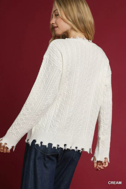 Umgee Distressed American Flag Sweater - Tigbul's Variety Fashion Shop