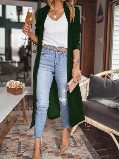 Open Front Long Sleeve Longline Cardigan - Tigbul's Variety Fashion Shop