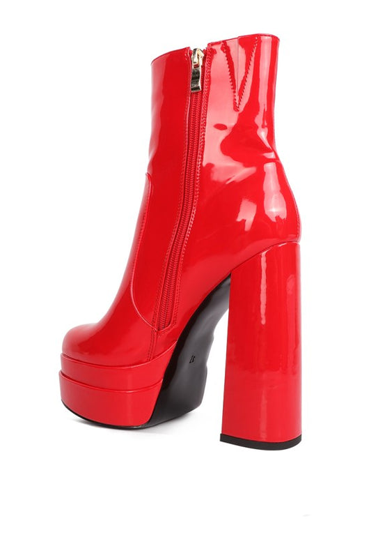 Bander Patent Pu High Heel Platform Ankle Boots - Tigbul's Variety Fashion Shop