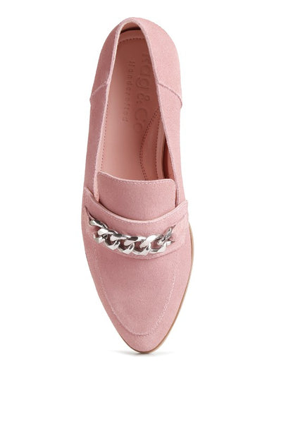  Ricka Chain Embellished Point Toe Loafers - Tigbuls Variety Fashion