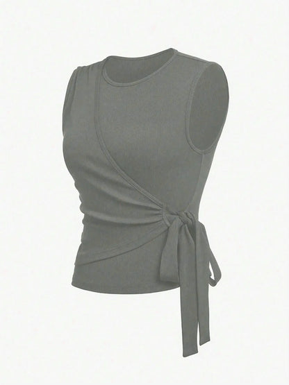 Round Neck Sleeveless Top and Pants Set - Tigbul's Variety Fashion Shop