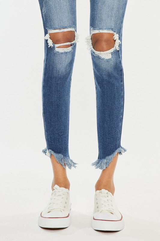 High Rise Above Ankle Distressed Skinny Jeans - Tigbuls Variety Fashion