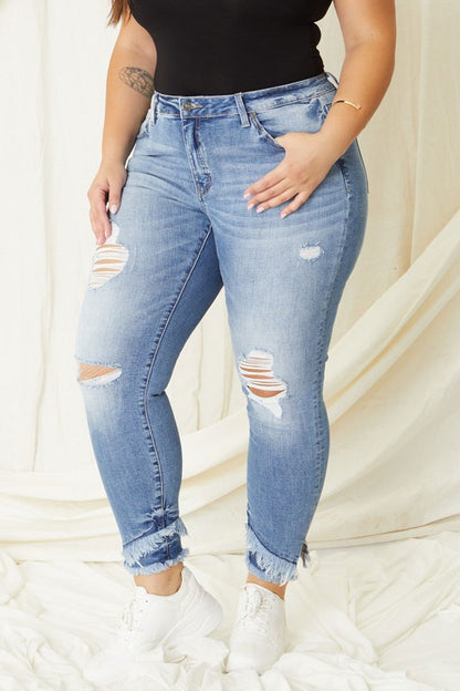 Plus Mid Rise Ankle Skinny Jeans - Tigbuls Variety Fashion
