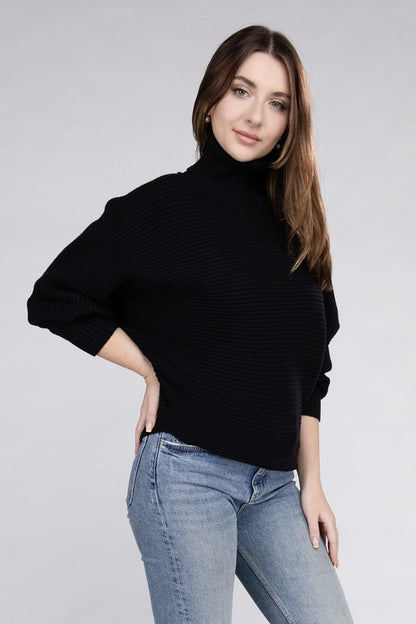 Viscose Dolman Sleeve Turtleneck Sweater - Tigbul's Variety Fashion Shop