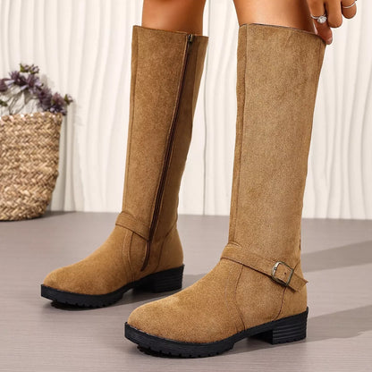 Round Toe Block Heels Boots - Tigbul's Variety Fashion Shop