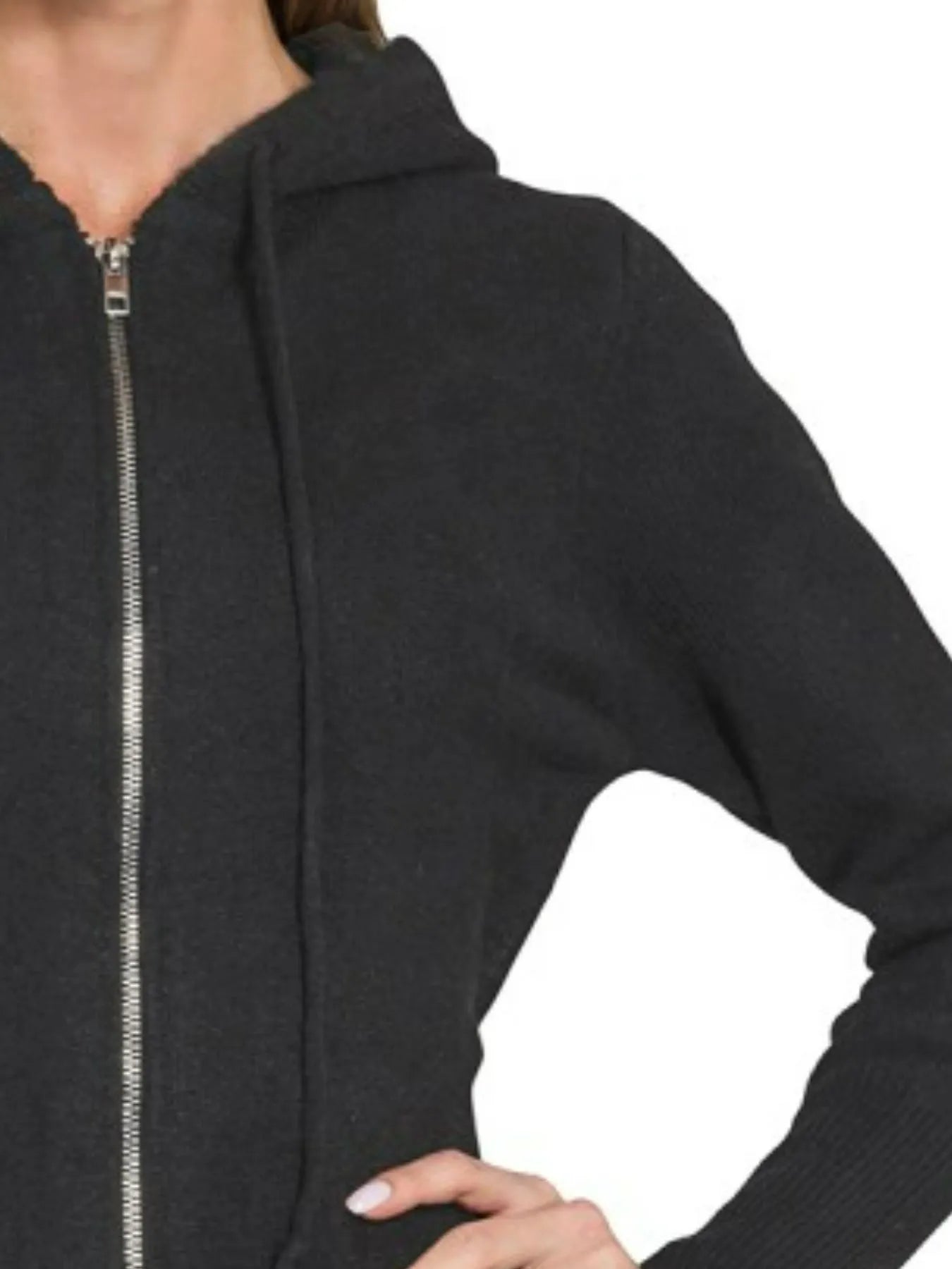 Zenana Drawstring Zip Up Hooded Cardigan - Tigbul's Variety Fashion Shop