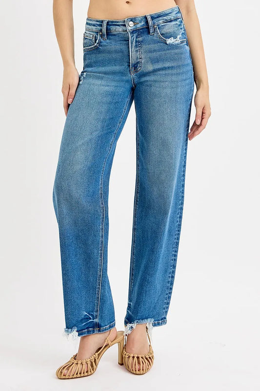 RISEN Full Size Mid Rise Baggy Jeans Plus Size - Tigbul's Variety Fashion Shop