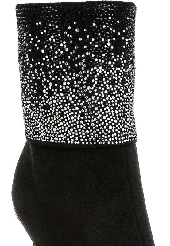 Podstar Rhinestones Embellished Foldover Boots - Tigbul's Variety Fashion Shop