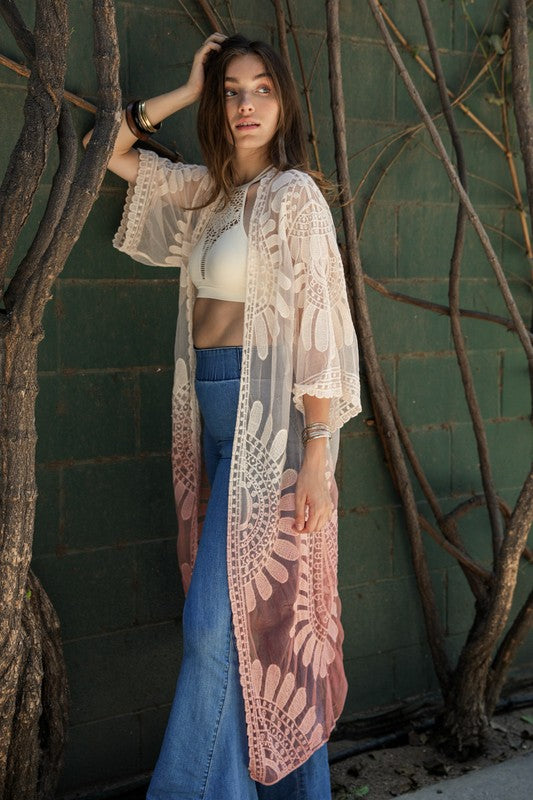 Ombre Bohemian Lace Kimono - Tigbuls Variety Fashion