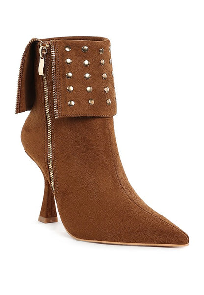 Piccini Stud Embellished Foldover Boots - Tigbul's Variety Fashion Shop