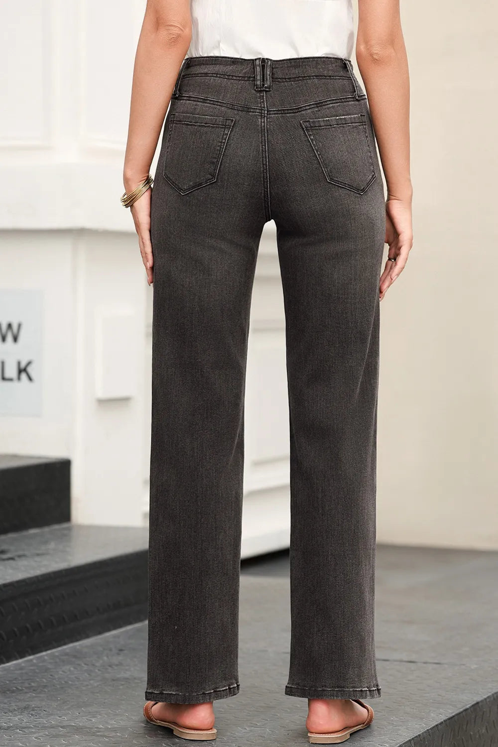 High-Waisted Wide-Leg Vintage Wash Jeans - Tigbul's Variety Fashion Shop