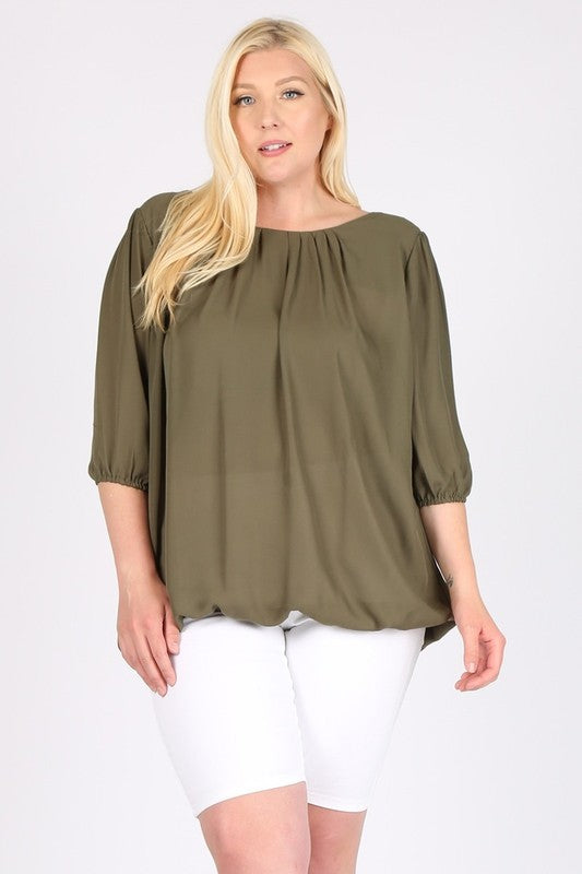 Plus Size Ruffle Round Neck TOP - Tigbul's Variety Fashion Shop