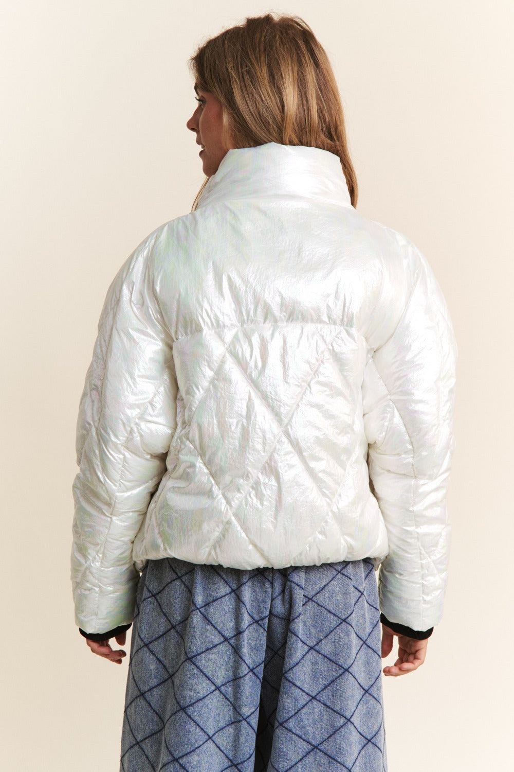 Quilted Mock Neck Puffer Jacket - Tigbul's Variety Fashion Shop