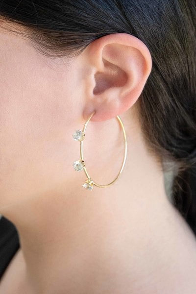 Diamond Studded Hoop Earrings - Tigbuls Variety Fashion