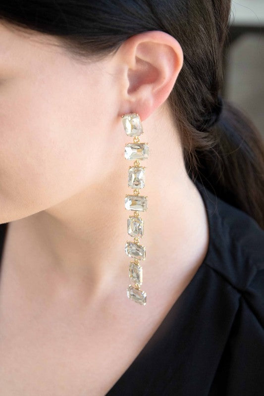Faux Diamond Long Dangle Earrings 5" - Tigbuls Variety Fashion