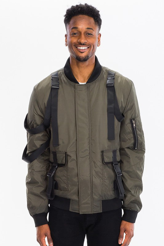 Men's Utility Strap Jacket - Tigbul's Variety Fashion Shop