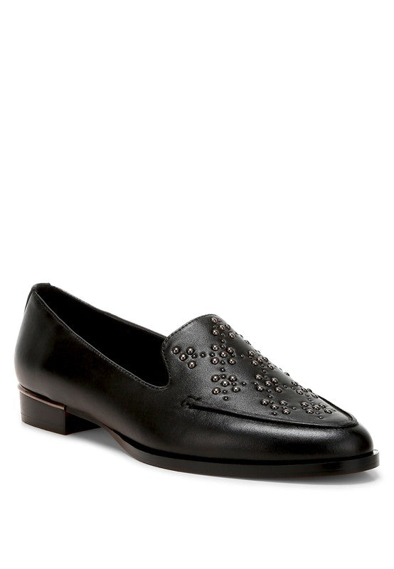 Gabassi Studded Genuine Leather Loafers - Tigbul's Variety Fashion Shop