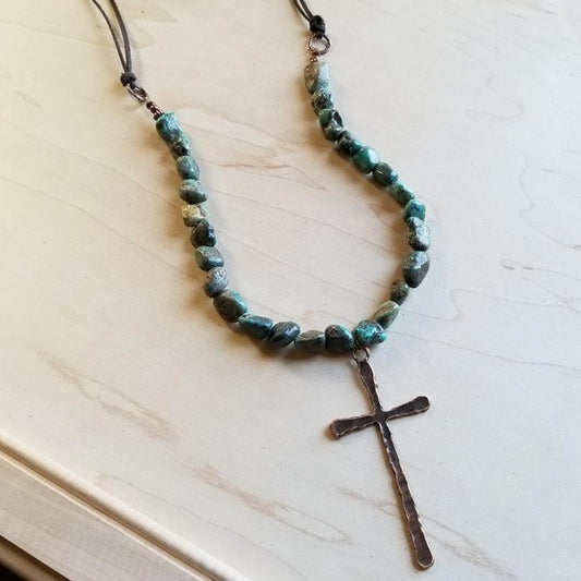 African Turquoise with Large cross Pendant | Tigbuls Variety