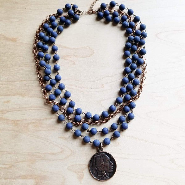 Blue Lapis Collar Necklace with Indian Head Coin | Tigbuls Variety
