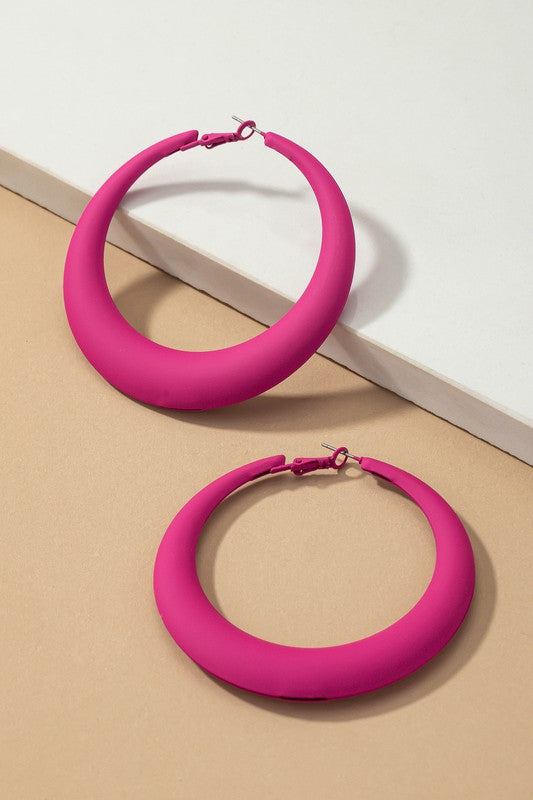 Große Puff-Creolen, fuchsia beschichtet, 1 Größe