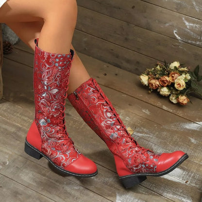 Lace Up Block Heels Boots - Tigbul's Variety Fashion Shop