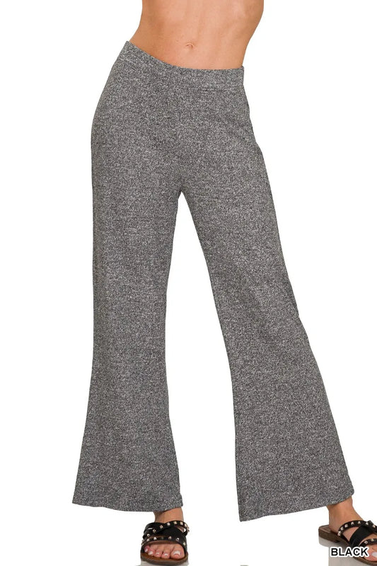 Soft Elastic Waisted Black Flare Pants - Tigbul's Variety Fashion Shop