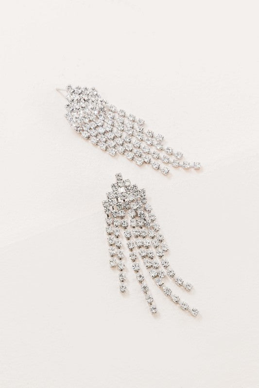 Rhinestone Tassel Earrings - Tigbuls Variety Fashion