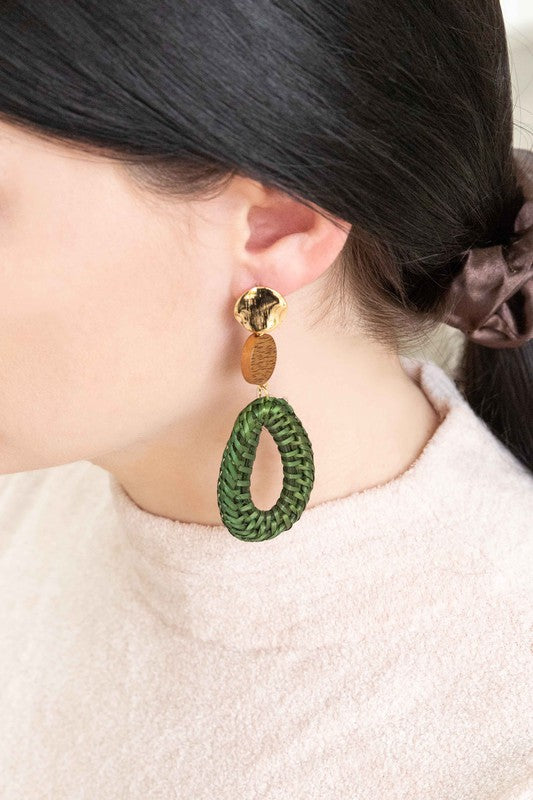 Oval Wicker Drop Earrings - Tigbuls Variety Fashion