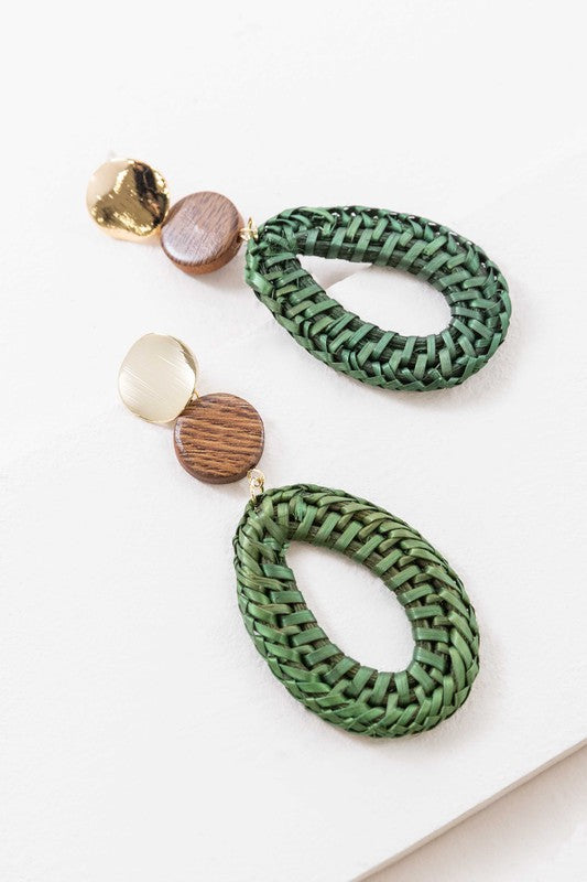 Oval Wicker Drop Earrings - Tigbuls Variety Fashion