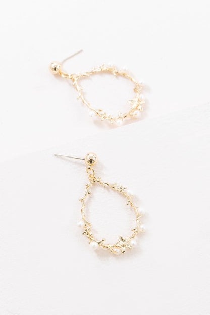 Floral and Pearl Vine Tear Earrings - Tigbuls Variety Fashion