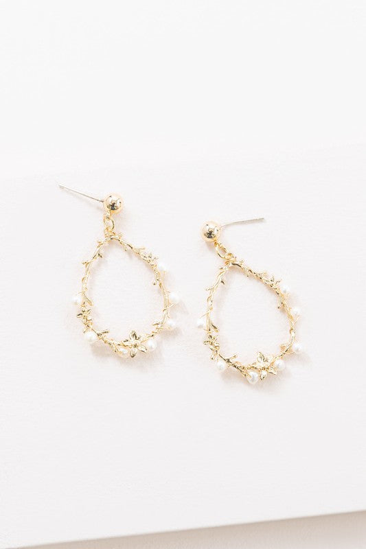 Floral and Pearl Vine Tear Earrings - Tigbuls Variety Fashion