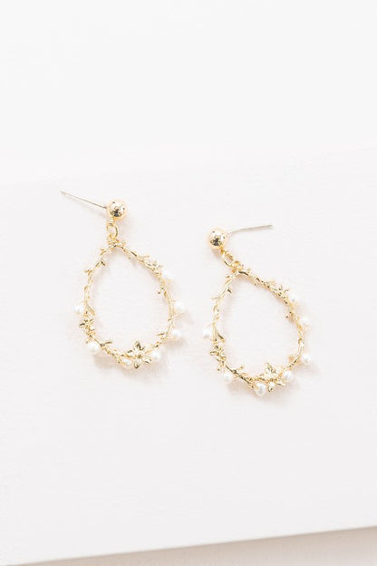 Floral and Pearl Vine Tear Earrings - Tigbuls Variety Fashion