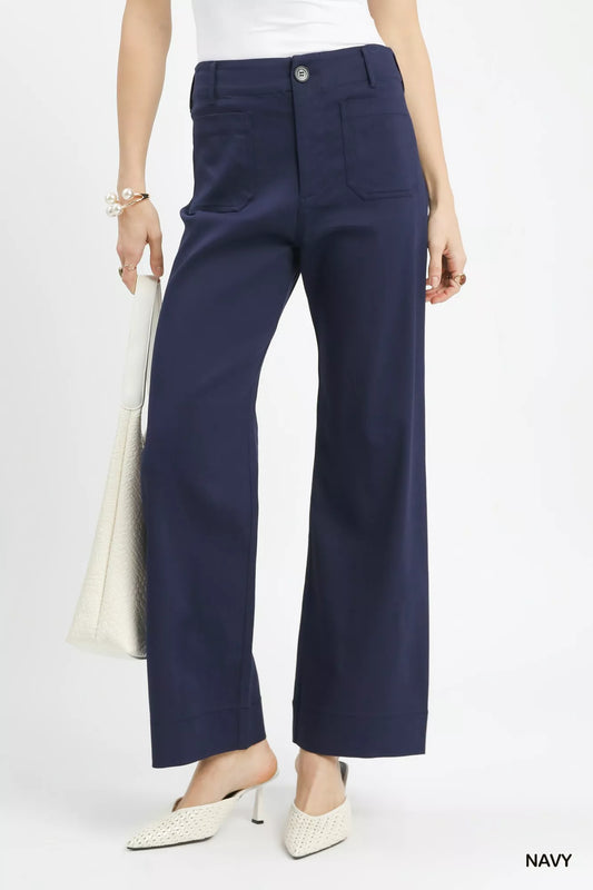 Umgee Button Stretched Pants - Tigbul's Variety Fashion Shop