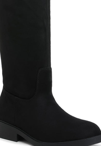 Chiru Round Toe Microfiber Calf Boots - Tigbul's Variety Fashion Shop