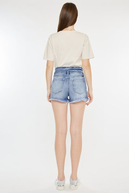 Kancan High Rise Frayed Hem Denim Shorts - Tigbuls Variety Fashion