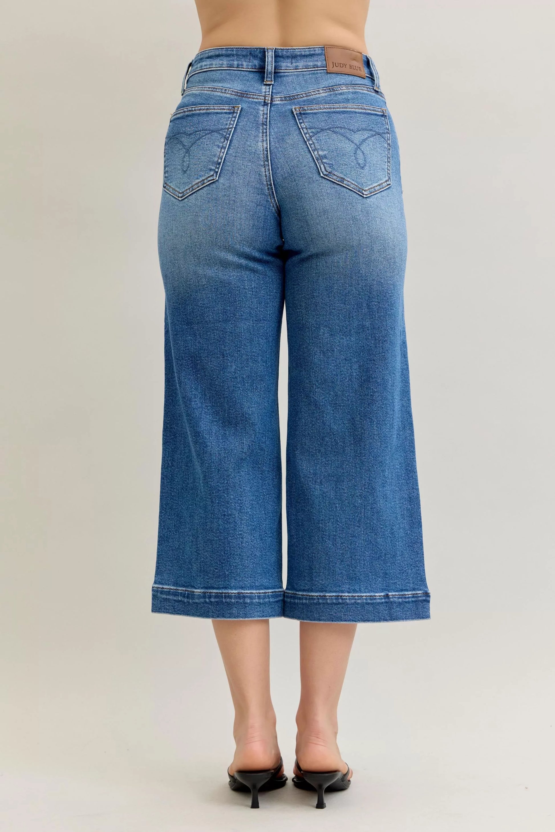 Judy Blue Mid Rise Crop Wide Leg Jeans - Tigbul's Variety Fashion Shop