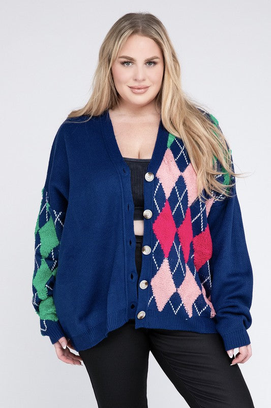 Plus V Neck Button Front Cardigan - Tigbul's Variety Fashion Shop