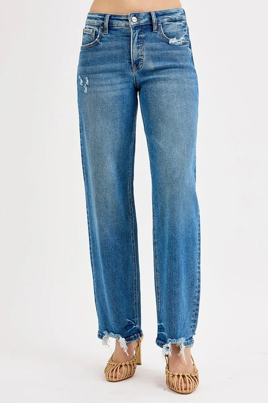 RISEN Full Size Mid Rise Baggy Jeans Plus Size - Tigbul's Variety Fashion Shop