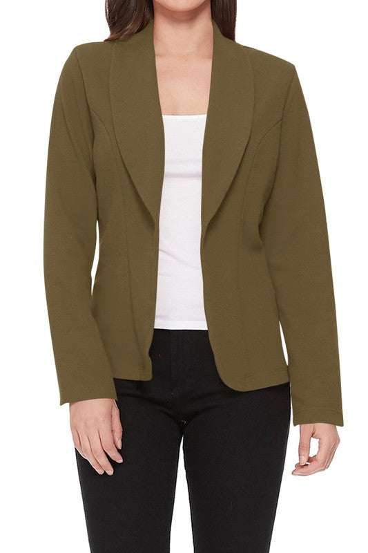 Open front Long sleeves Casual fitted style blazer - Tigbul's Variety Fashion Shop