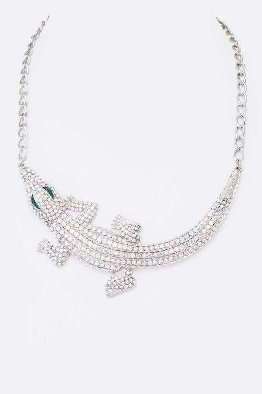Crystal Alligator Statement Necklace Set - Tigbul's Variety Fashion Shop