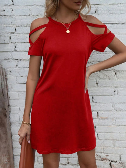 Cold Shoulder Mini Dress - Tigbul's Variety Fashion Shop