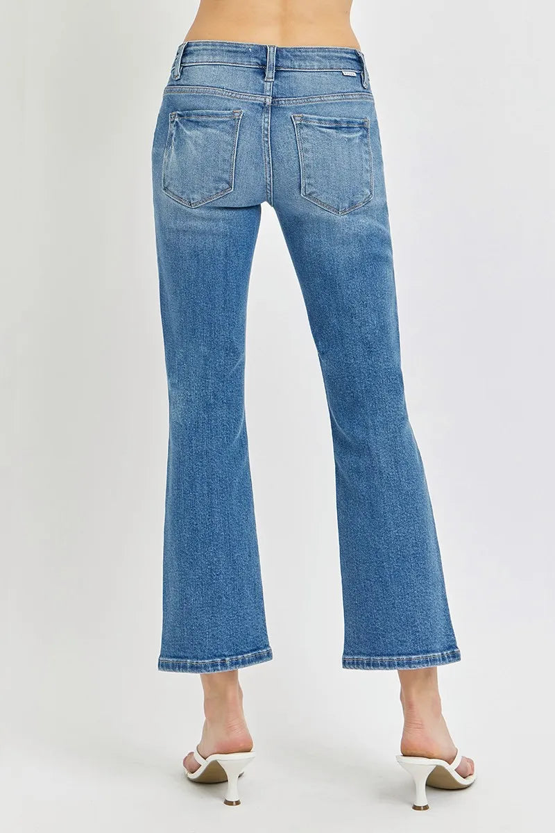 RISEN Full Size Low Rise Crop Flare Jeans Plus Size - Tigbul's Variety Fashion Shop