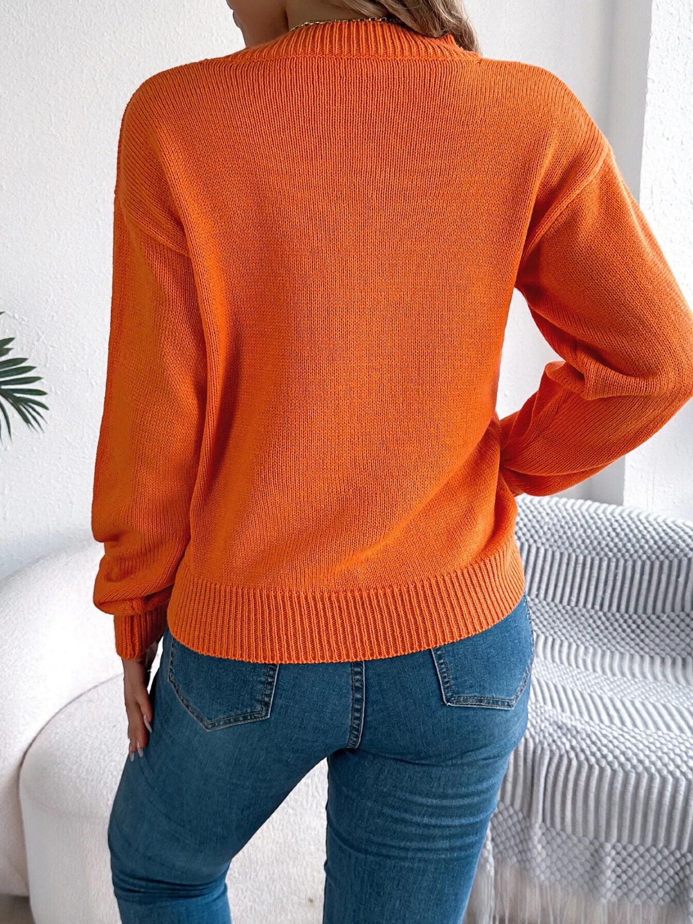 Openwork Round Neck Long Sleeve Sweater - Tigbul's Variety Fashion Shop