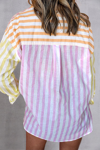 Striped Button Up Long Sleeve Shirt - Tigbul's Variety Fashion Shop