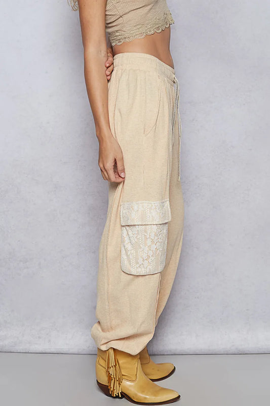 POL Drawstring Lace Pocket Patch Joggers - Tigbul's Variety Fashion Shop