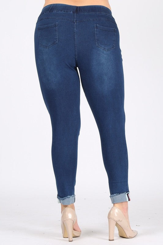 Plus Size High Waist Distressed Jeggings Pants - Tigbul's Variety Fashion Shop